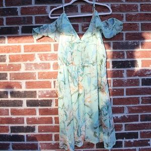 Off the Shoulder Flowy Floral Wrap Dress